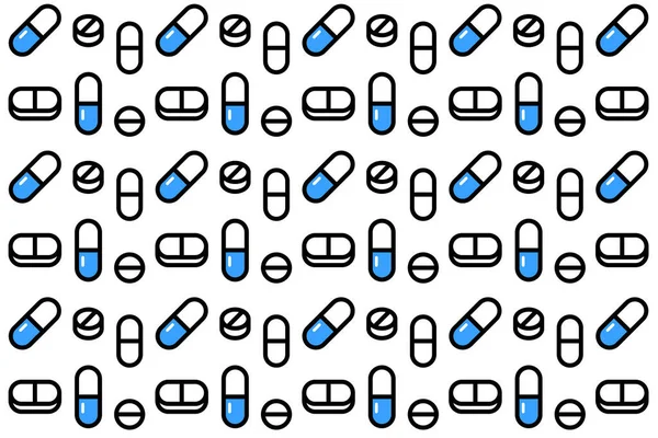 Pills and vitamins seamless pattern on white — Stock Vector