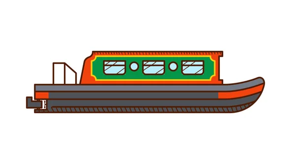 Narrow Boat icon. Narrow Boat side view — Stock Vector