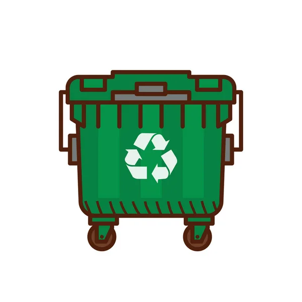 Green recycle garbage bin. Trash can isolated — Stock Vector