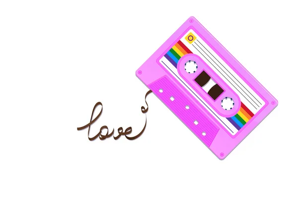 Rainbow audio cassette tape. Love gratitude card — Stockvektor