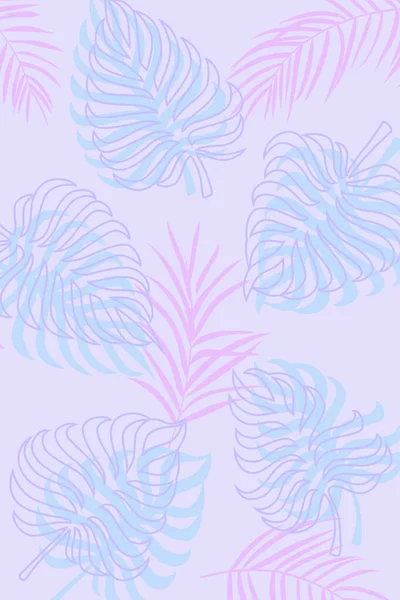 Hojas tropicales color pastel Plantas modernas de la selva — Vector de stock