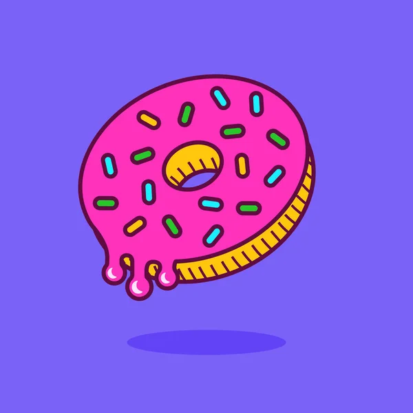 Rosquilla derretida icono. Donut con glaseado rosa — Vector de stock