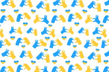 Ukrayna bayrağı renginde eller kalp şeklinde