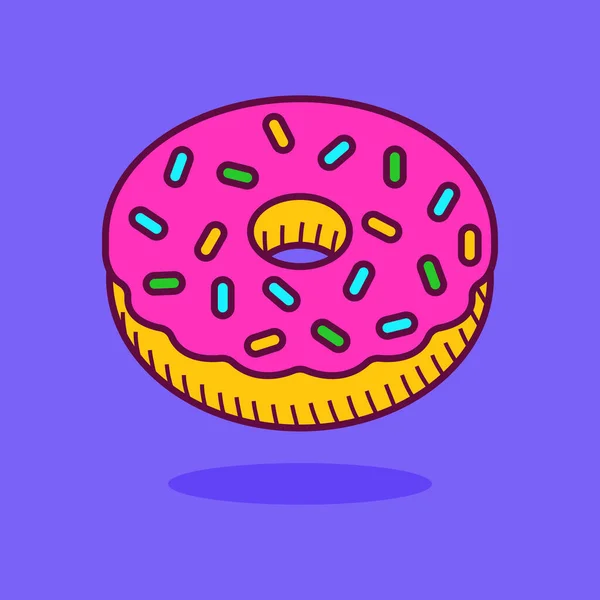 Um donut. Donuts com cobertura rosa. Estilo dos desenhos animados — Vetor de Stock