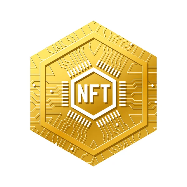 NFT nicht fungible Token Symbol Krypto-Goldmünze — Stockvektor