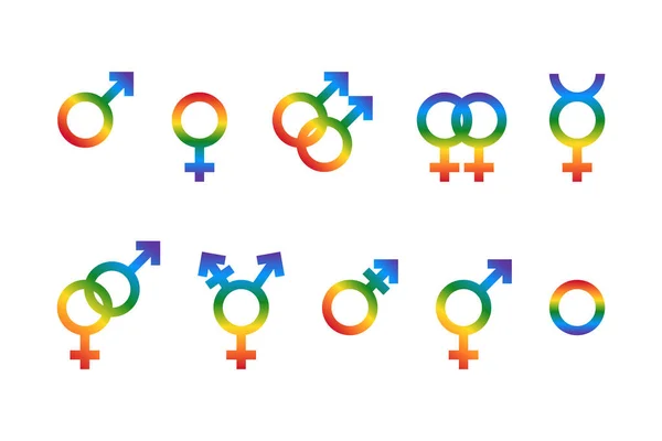 Jeu de symboles de genre. Icônes de genre isolées sur blanc — Image vectorielle