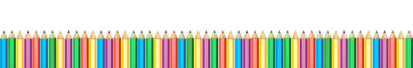 Lápices de colores fila. Crayones aislados en blanco — Vector de stock