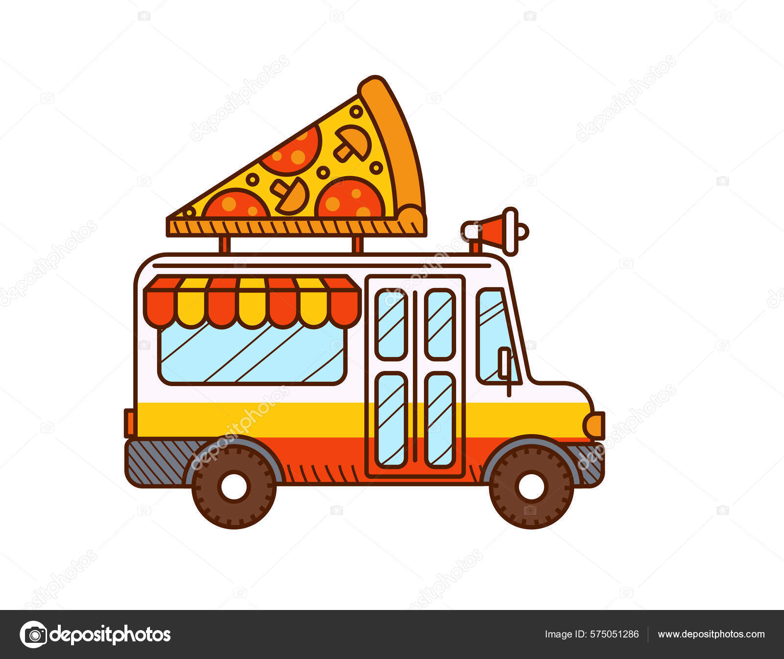 Pizza Van Icon Cartoon Food Truck Isolated White Background Pizza Stock Vector Image by ©sonia