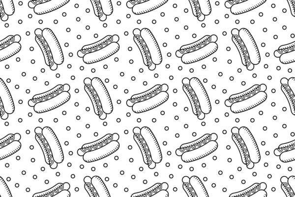 Hot Dog Motif Sans Couture Sur Fond Blanc Hot Dog — Image vectorielle