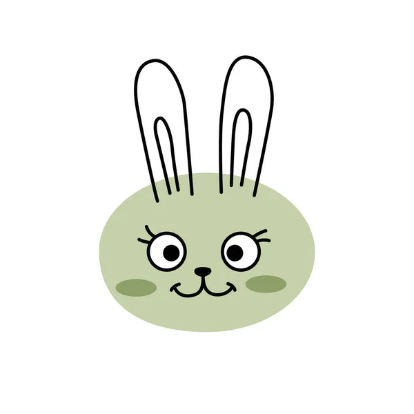 Cute Bunny Face Funny Rabbit Isolated White Background Concept Children — Stockvector