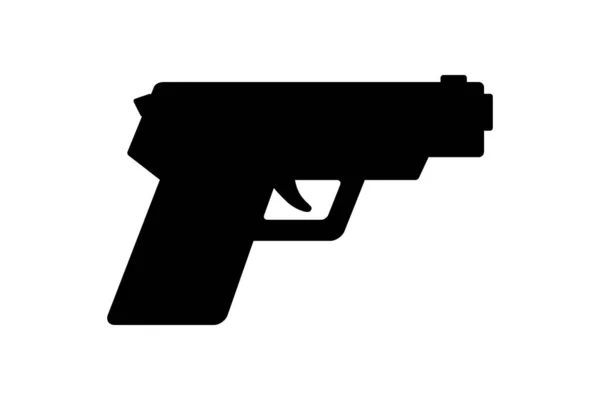 Gun Pistol Weapon Silhouette Isolated White Background — Image vectorielle