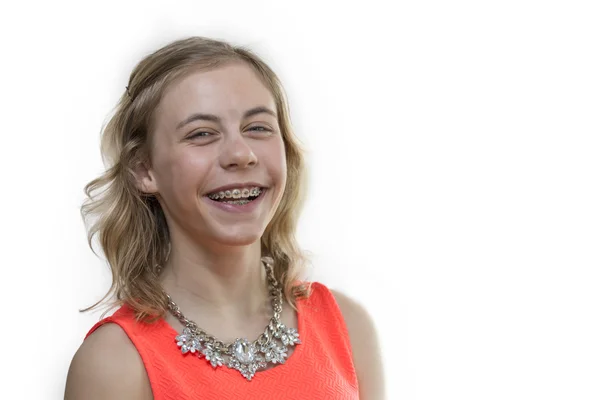 Junges Mädchen mit Zahnspange lizenzfreie Stockbilder
