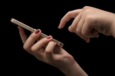 Kız el ile smartphone