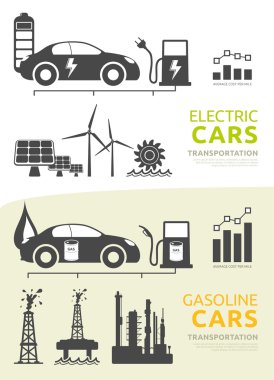 vektör kümesi için elektrikli ve benzinli araçların powered