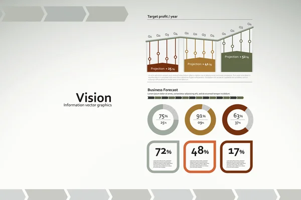 Infografías de visión con gráficos y estadísticas — Archivo Imágenes Vectoriales