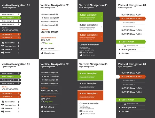 Набор современных вертикальных навигационных меню — стоковый вектор
