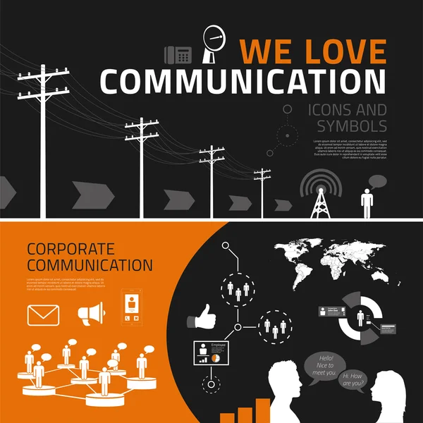 Infografika prvky komunikace, ikony a symboly — Stockový vektor
