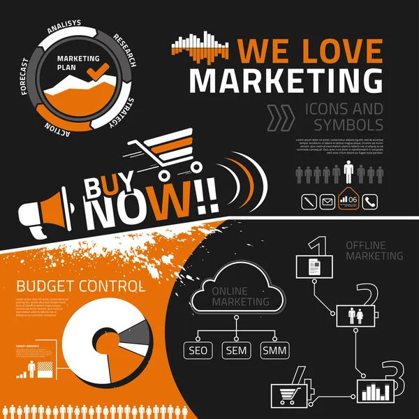 Pazarlama Infographic elemanları, simgeler ve semboller