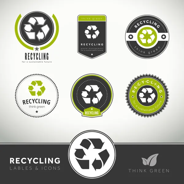 Conjunto de calidad de etiquetas e insignias de reciclaje — Vector de stock