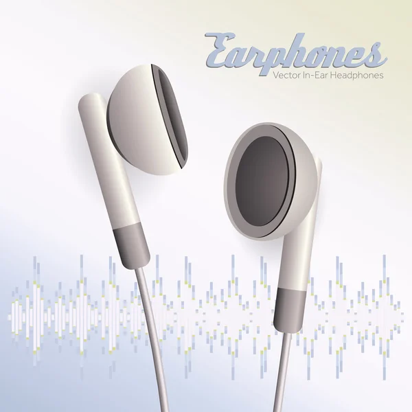 Pair of white vector earphones — Stock Vector