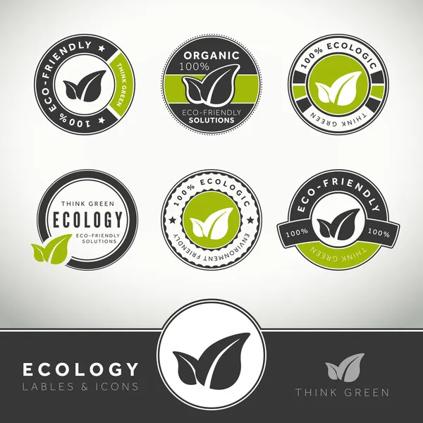 Étiquettes et badges écologiques de qualité — Image vectorielle