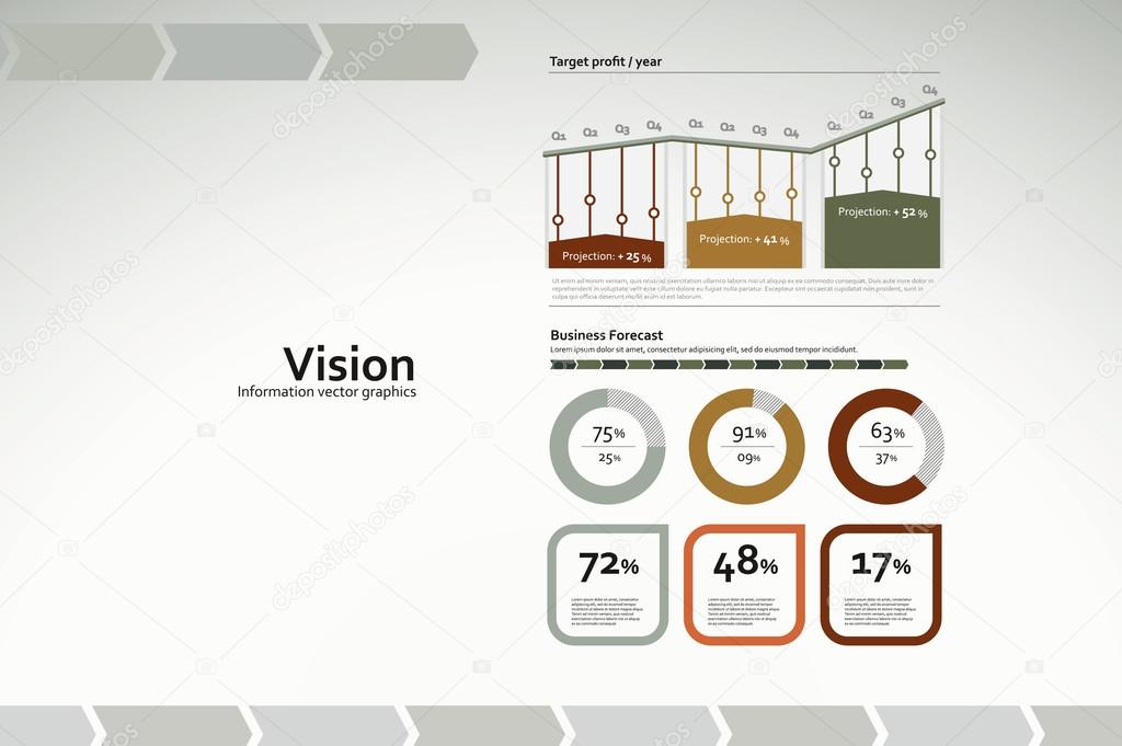 Vision infographics with charts and statistics