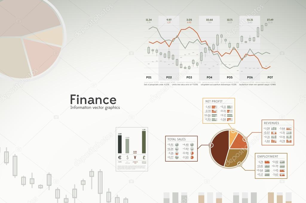 Finance infographics - icons, graphs, charts and statistics