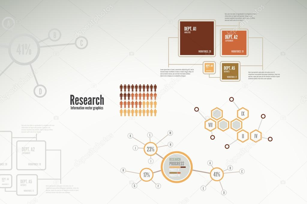 Research infographics for business with charts and diagrams