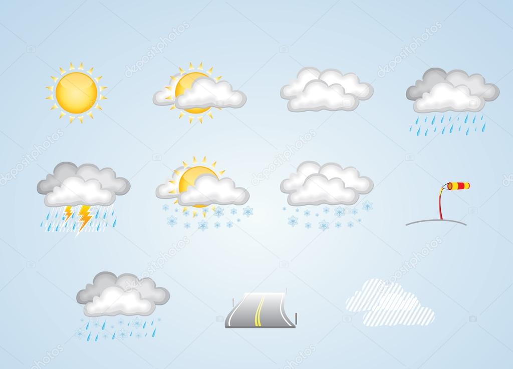 Weather icons - sunny, cloudy, rain, snow and more