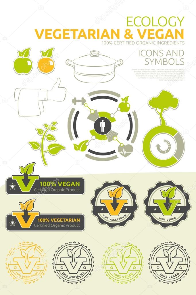 Vegan and vegetarian vector set