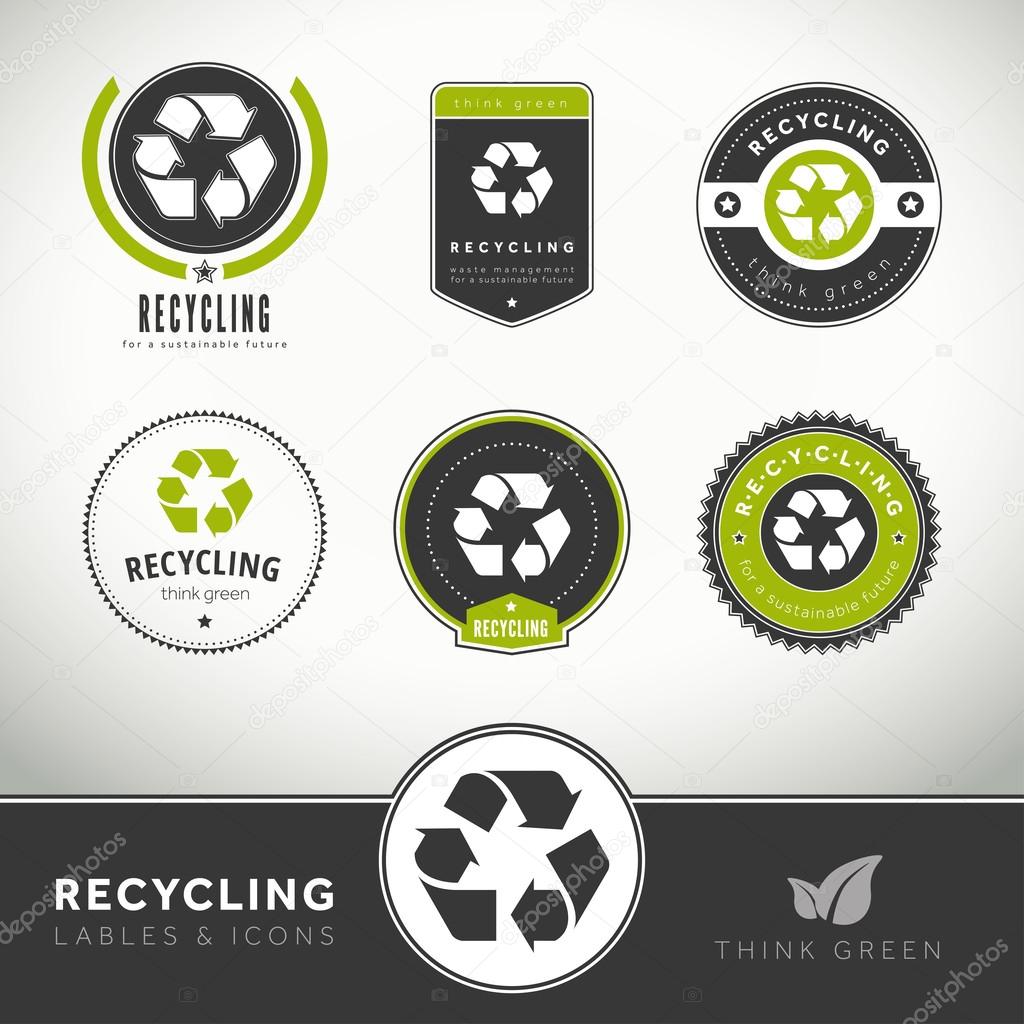 Quality set of recycling labels and badges