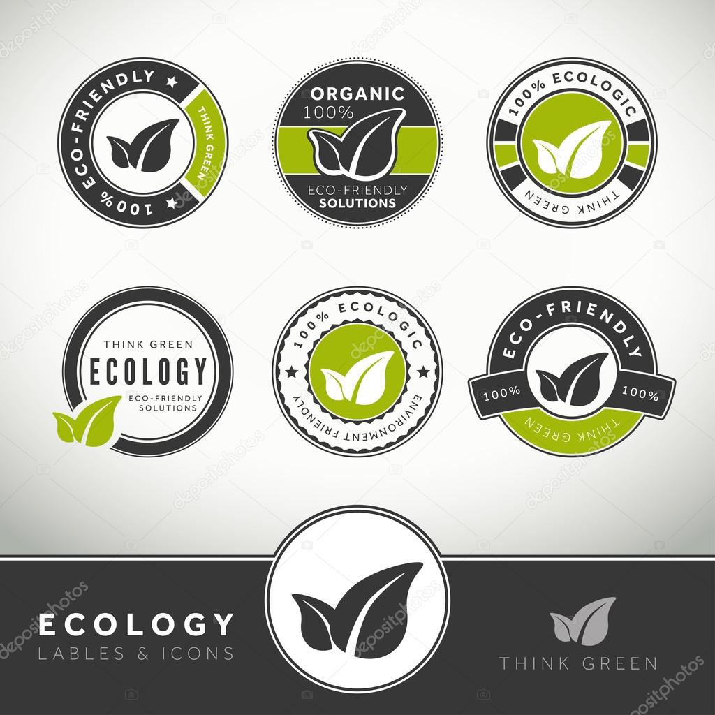 Quality set of ecology labels and badges