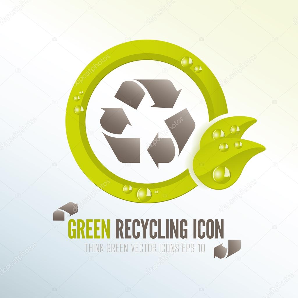 Green recycling icon for ecologic waste management