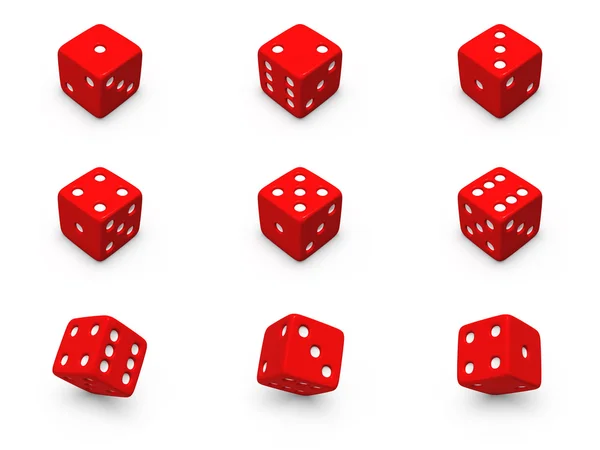 Red dice from different angles — Stock Photo, Image