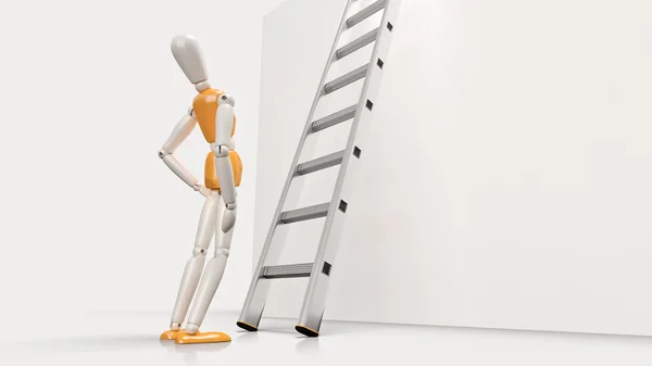 Person looking up a ladder — Stock Photo, Image