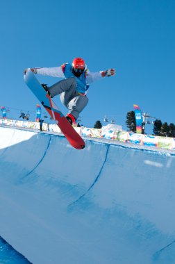 kuehtai, Avusturya - 14 Ocak: yog2012, Gençlik Olimpiyat Oyunları Innsbruck 2012, snowboard halfpipe, erkekler. Rider: victor habermacher üzerinden