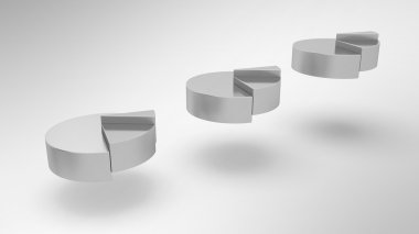 Beyaz arka plan üzerinde 3D pasta istatistikleri