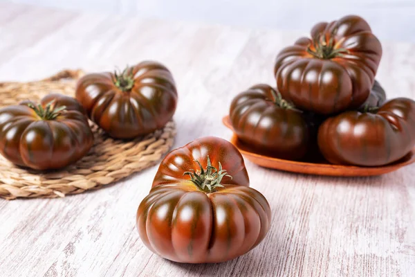 Variedade Tomates Chamada Raf Com Pele Escura Sabor Doce — Fotografia de Stock
