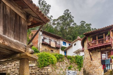 Villaviciosa konseyindeki Tazones balıkçı köyünün sokağı..