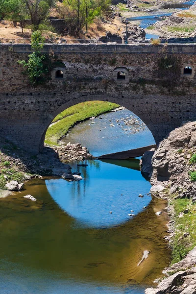 Puente Del Arrabal Old Bridge Lozoya River Town Buitrago Lozoya — Zdjęcie stockowe
