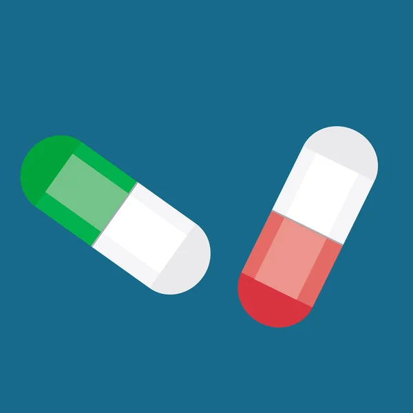Pills over blue background — Stock Vector
