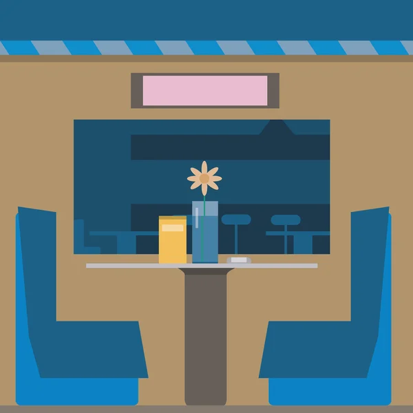 Café interior en colores azules — Vector de stock