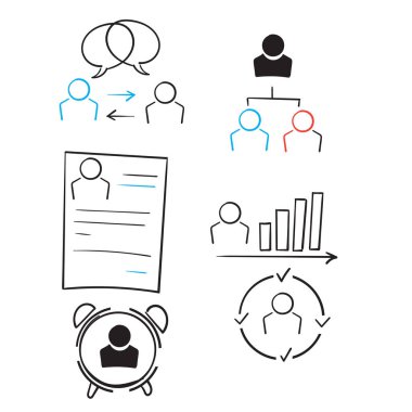 El çizimi karalama İnsan kaynakları ilgili çizgi simgesi çizimi