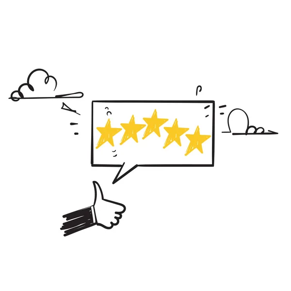 Doodle Star Rating Review Feedback Icon Illustration — 스톡 벡터