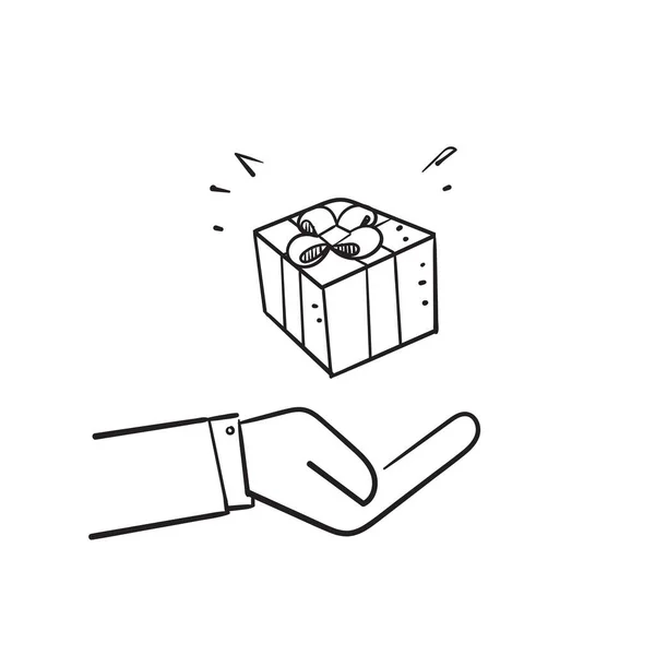 Handritad Klotter Presentförpackning Handflatan Illustration Vektor — Stock vektor