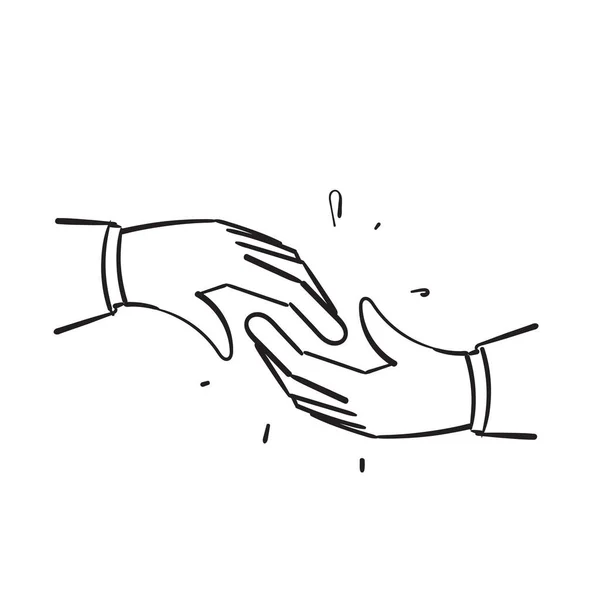 Hand Drawn Doodle Hand Grab Hands Illustration Vector Symbol Helping — Stock Vector