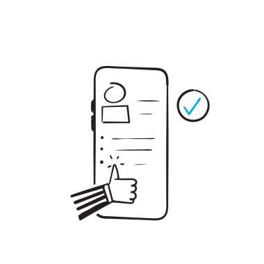 Çevrimiçi dijital illüstrasyonda insan kaynaklarını seçerken elle çizilmiş karalama