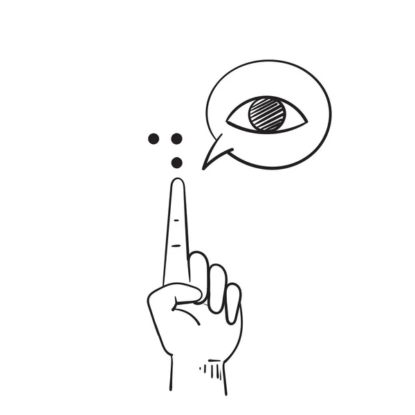 Hand Getekend Doodle Hand Met Ogen Symbool Voor Wereld Braille — Stockvector