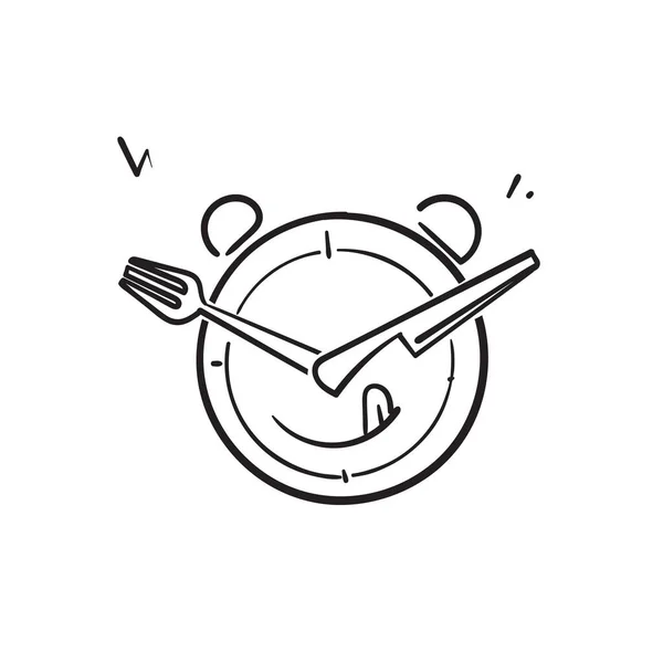 Hand Drawn Doodle Time Eat Lunch Icon Illustration Vector — Stock Vector