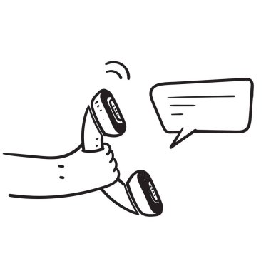 Konuşma balonu çizim vektörlü el çizimi telefon ahizesi